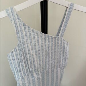 Girls’ Blue and White Jumpsuits One Piece Striped Dress, Size 14